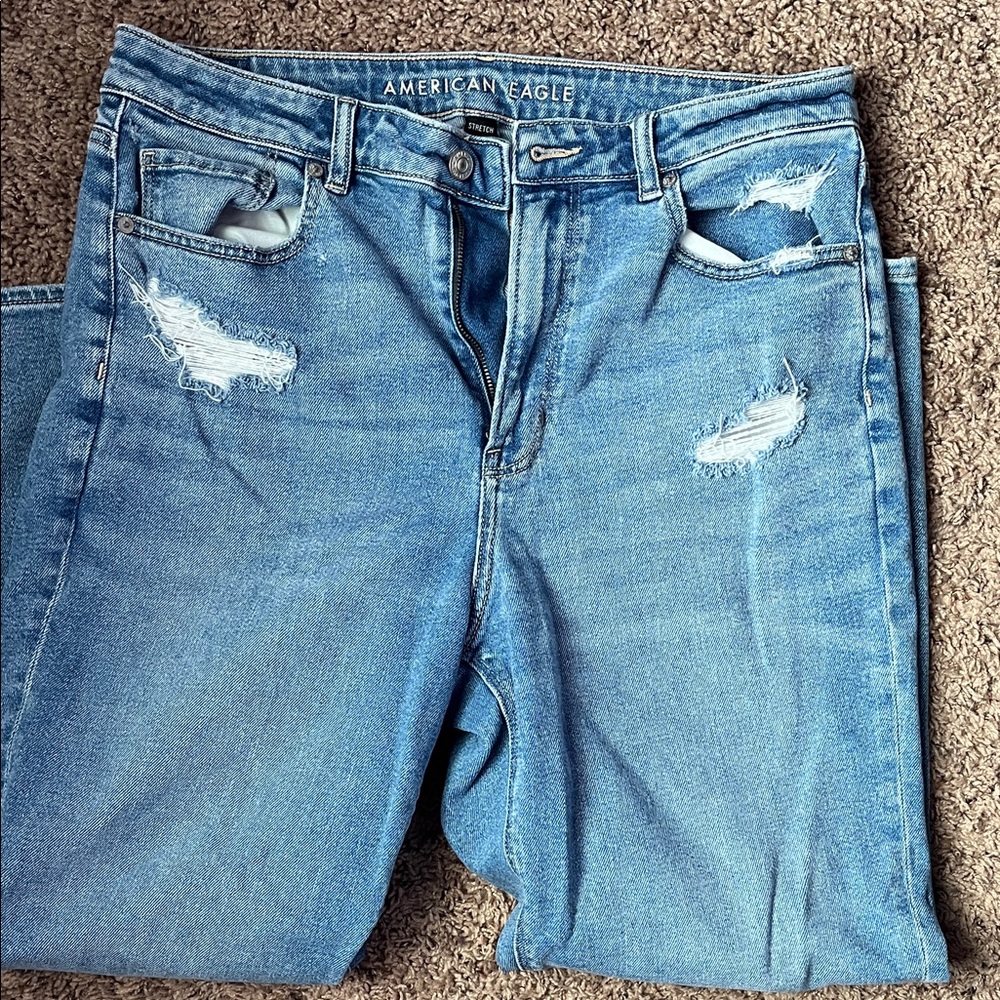 American Eagle Outfitters Light Blue Distressed Women's Jeans